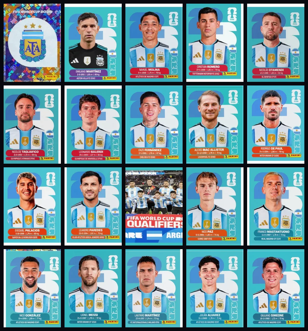 Postal SET-SELECCION-20 Set completo por seleccion